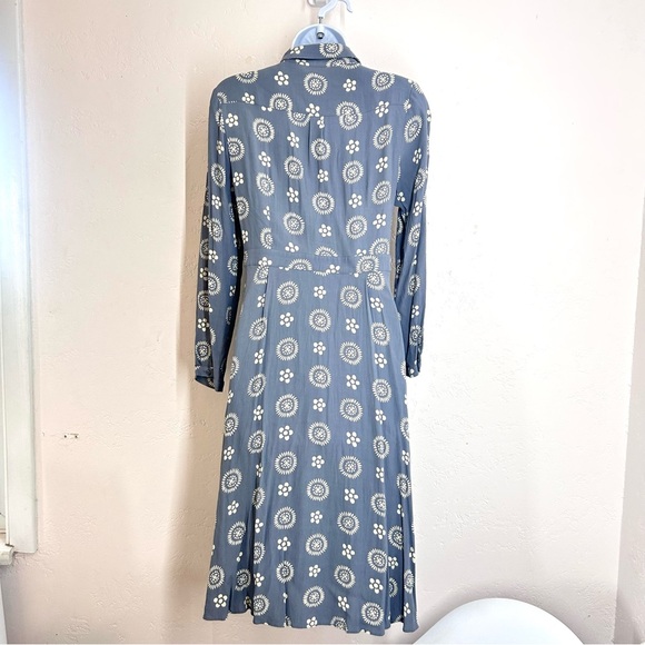 BODEN Floral Printed Long Sleeve Shirt Dress Size 6 L Dusty Blue - Picture 6 of 10